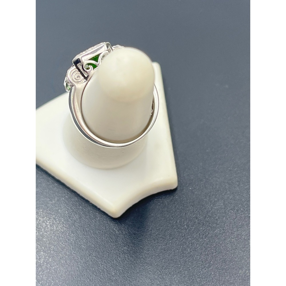 BBJ Emerald Cut Chrome Diopside Round White Zircon Baguette Cocktail Ring 6.5 - Picture 6 of 14